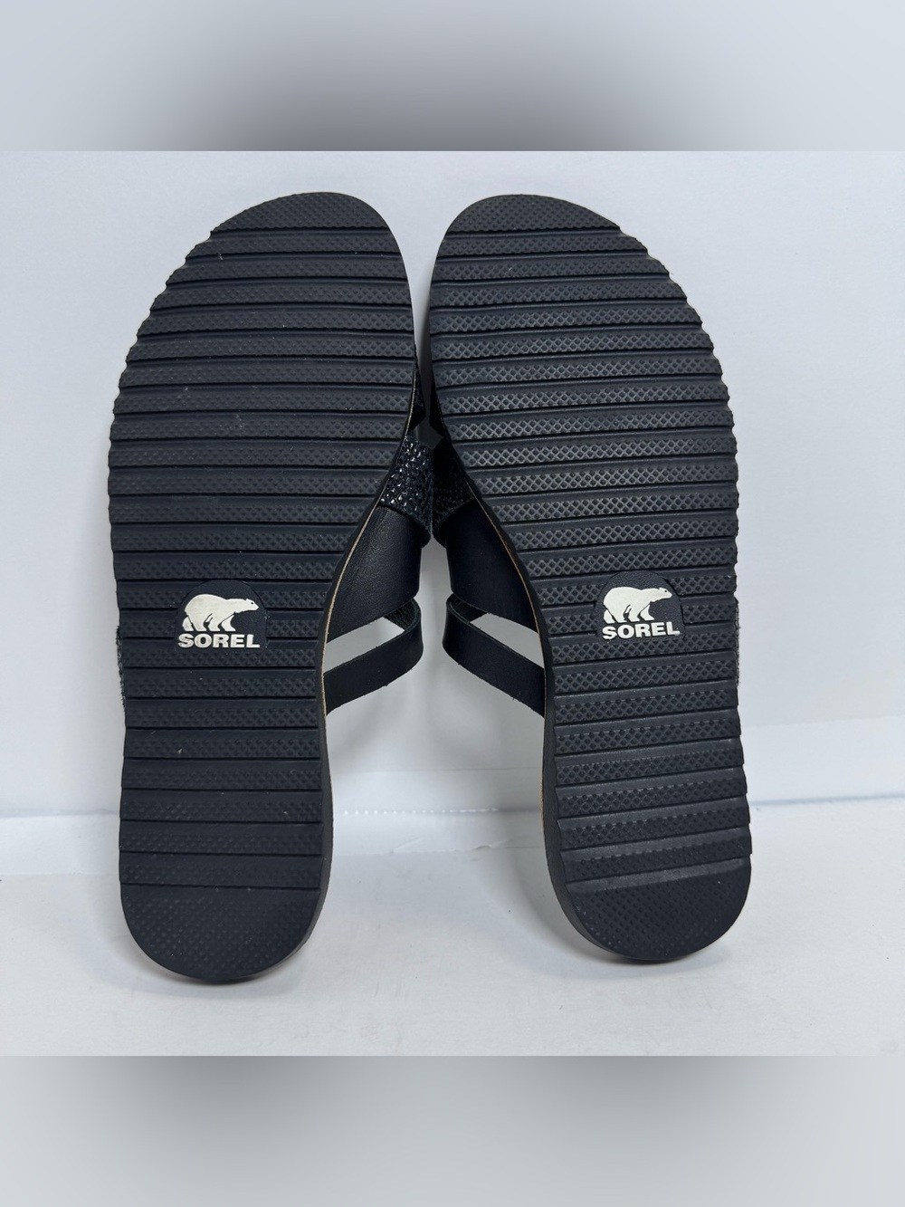 Sorel Women's Black Woven Leather Slide Sandals Flip Flops Size 8.5 NL3205-010 - Picture 7 of 8
